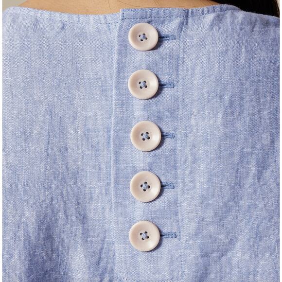 J.Crew Petite Maxine Button Back Dress Linen Shift Mini French Blue Large - Picture 3 of 12